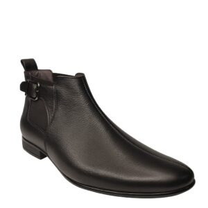 Belmont Buckle Ankle Boot Leather (Black)
